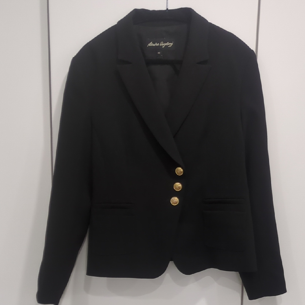 Classic Black Blazer with Gold Accents D4 New